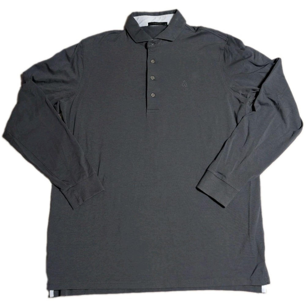 Greyson‎ Mens L Long Sleeve Polo Gray Pima Cotton Modal Stretch Golf Shirt